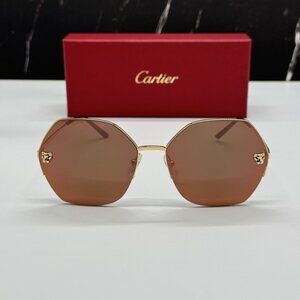 NEW CARTIER CT0332S 005 GOLD BROWN WOMEN SUNGLASSES CARTIER